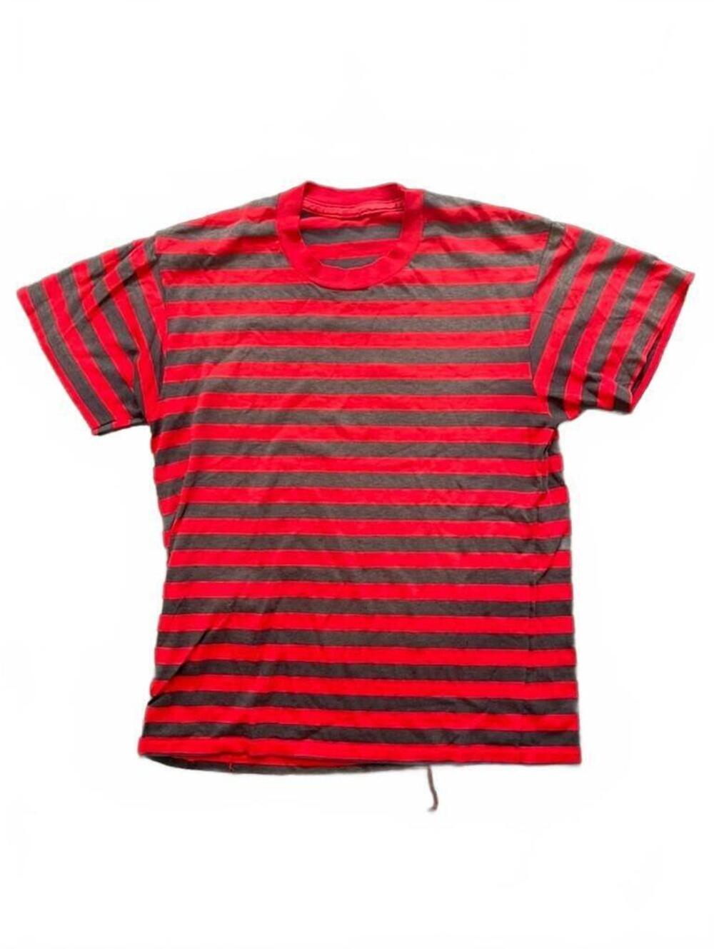 Vintage Red Black Striped T-Shirt Single Stitch USA M